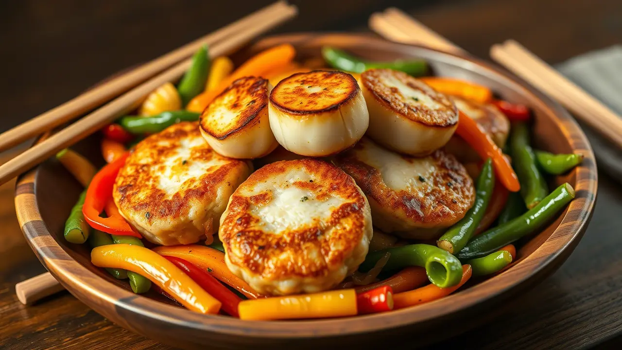 Fishcakes and Scallops Stir Fry Recipe